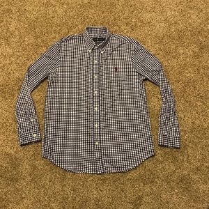 Polo Ralph Lauren Button down Shirt Blue Gingham Checks Stretch Comfort Large